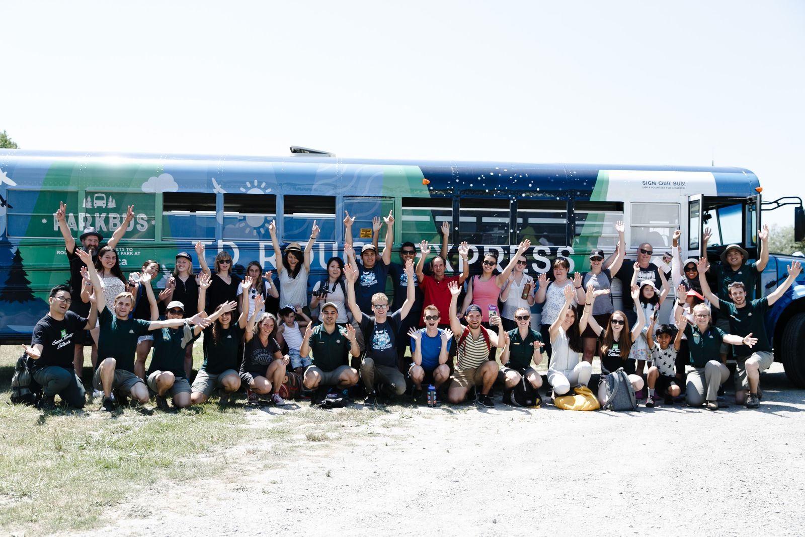A Parkbus group in front of the coach